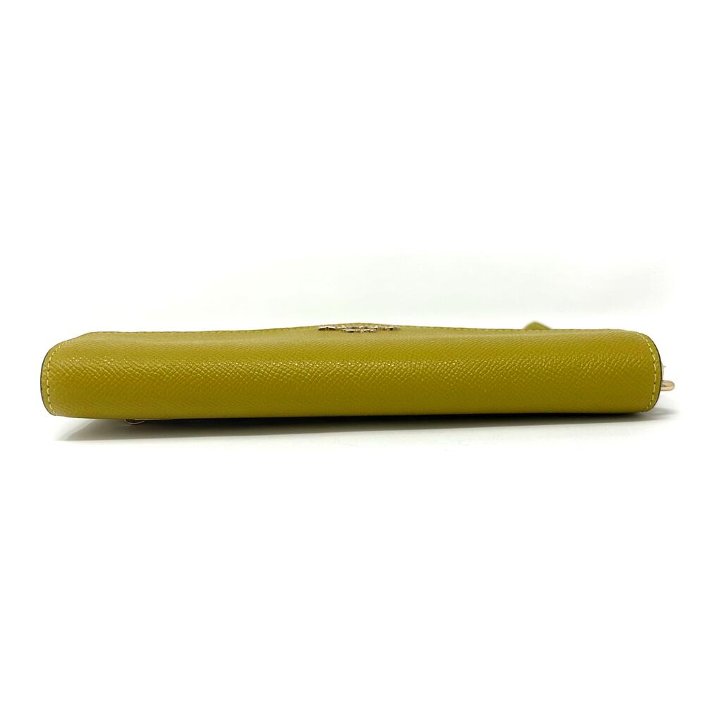 Coach Travel Envelope Wallet Wristlet in Chartreuse Yellow Leather C0707 - Picture 9 of 9